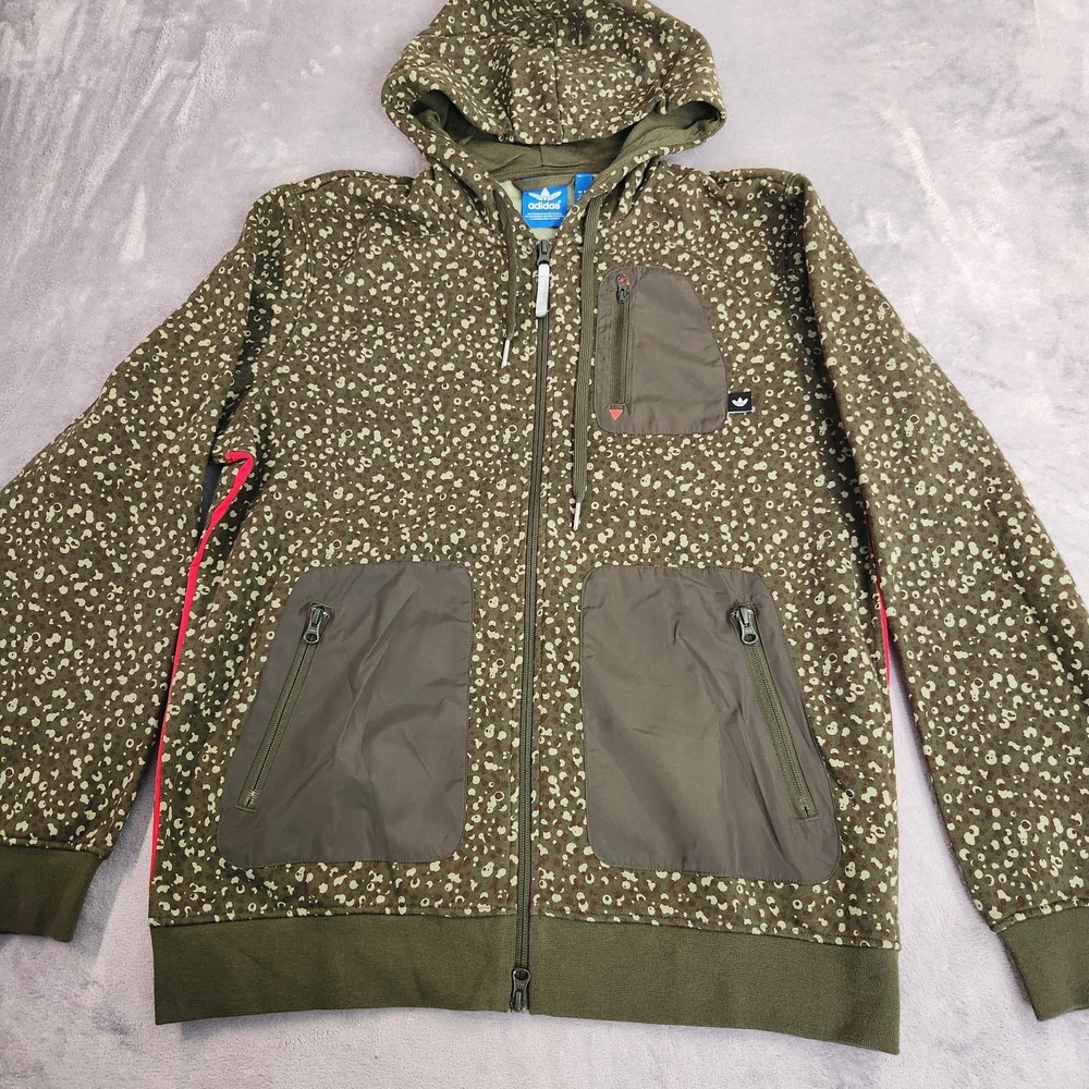 Adidas Adventure Camo Spot AOP Full-Zip Hoodie Army Green Men's Large L Utility